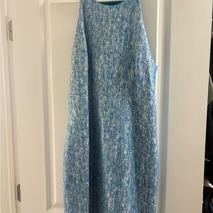 CeCe Blue and White Textured Dress